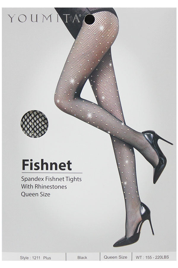 1211 6 Pieces Stylish, Supportive Fit Spandex Fishnet Tights with Rhinestones