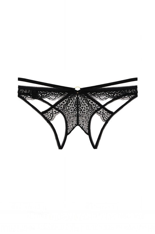 33343 12 Piece Lace & Strappy Open Cheeky Panty