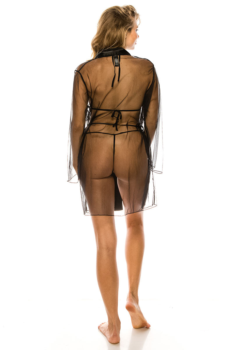 20170 6 Piece 3pc Mesh Robe Set – Includes Robe, Bra, and G-String