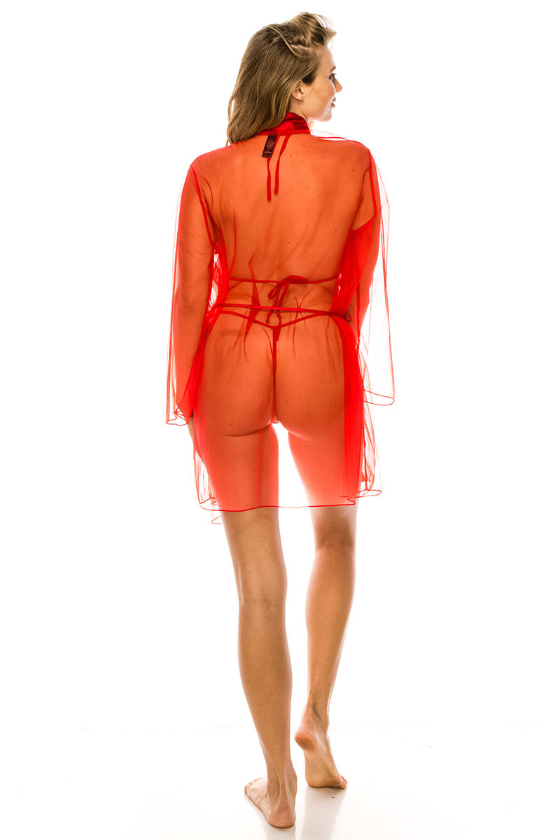 20170 6 Piece 3pc Mesh Robe Set – Includes Robe, Bra, and G-String