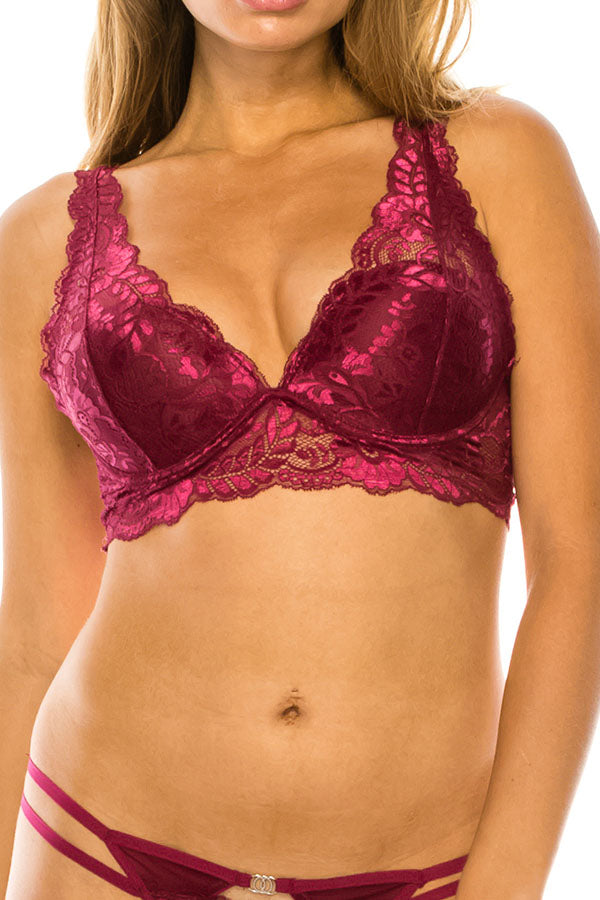 32503 12 Piece Lightly Padded B/C, 4-Hook Closure Floral Lace Underwire Bra B/C Cup