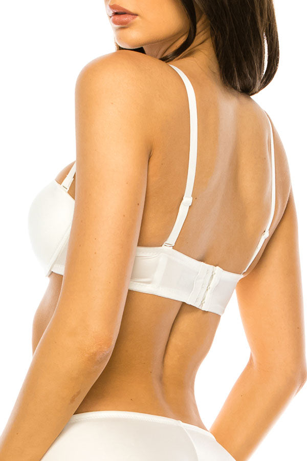 32516 12 Piece Underwire | Adjustable & Removable Straps | Three Hook Back Closure Satin Half Cup Bra B C Cup