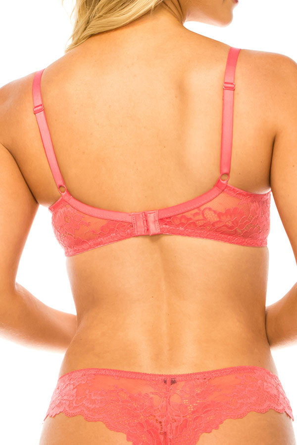 32558 12 Piece Underwire, Adjustable Straps Floral Lace Bra B C Cup