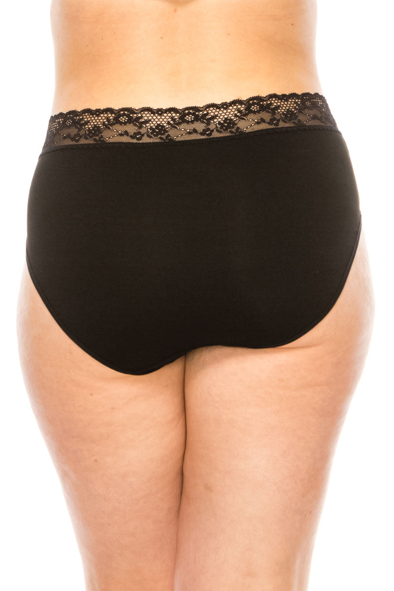 33008 12 Piece Plus Size High Waist Soft Panty with Lace Band C03