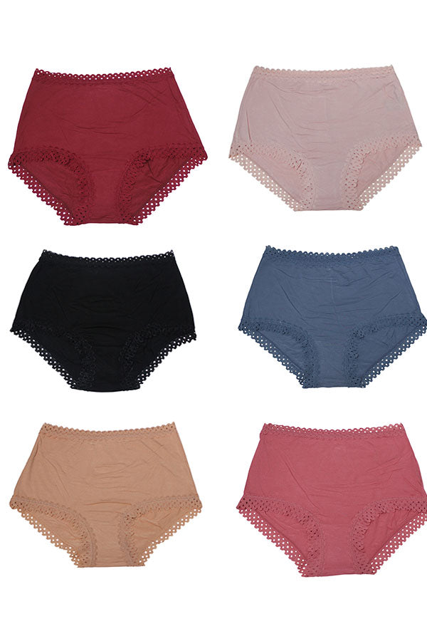 33023 12 Pieces Lace Trim Ultra-Soft & Comfortable, Rayon Blend Brief C02