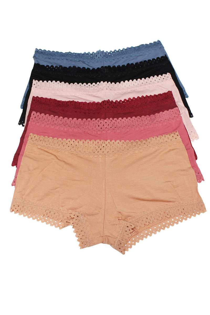 33024 12-Pack Elastic Band, Rayon/Spandex Blend Very Soft Brief with Lace Trim C03