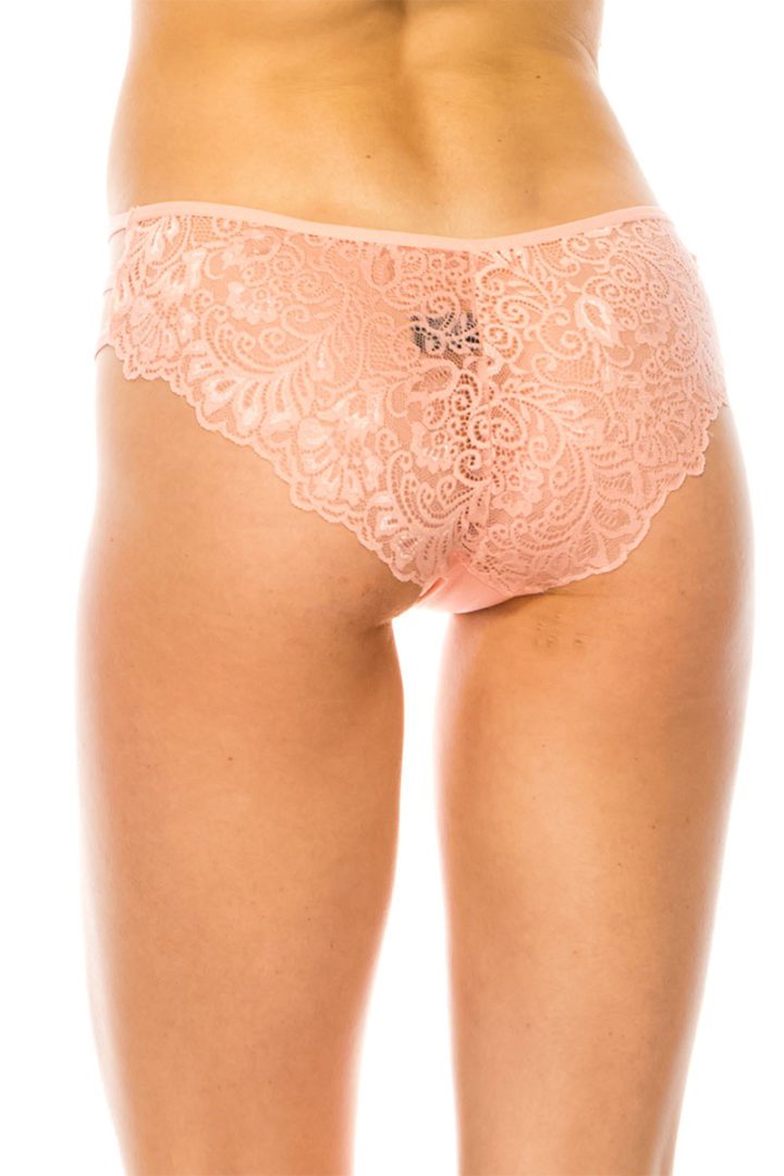 33133 12 Piece Lace Back with Ribbon Bow Detail & Comfortable Fit Cage Front Hipster Panty