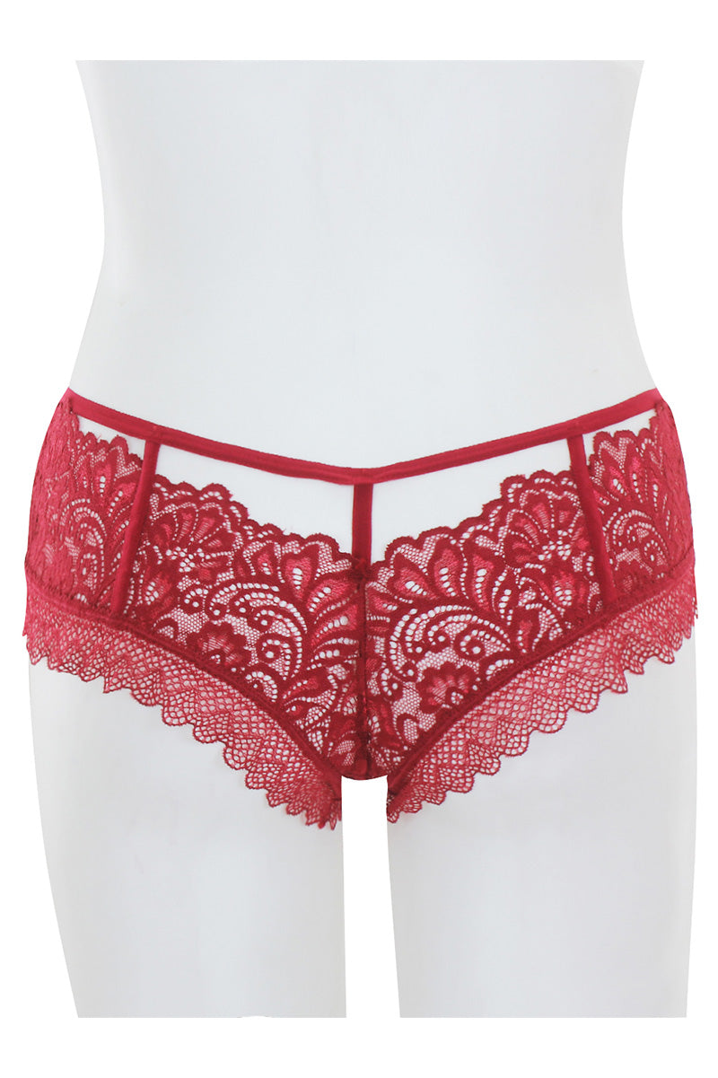 33206 12 Piece Lace Cageback Hipster with Front Ribbon Detail