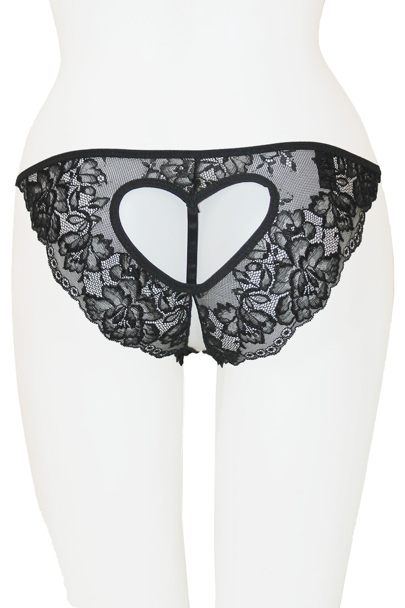33337 12 Piece Crotchless Lace Panty with Heart Back Detail – Mid Rise