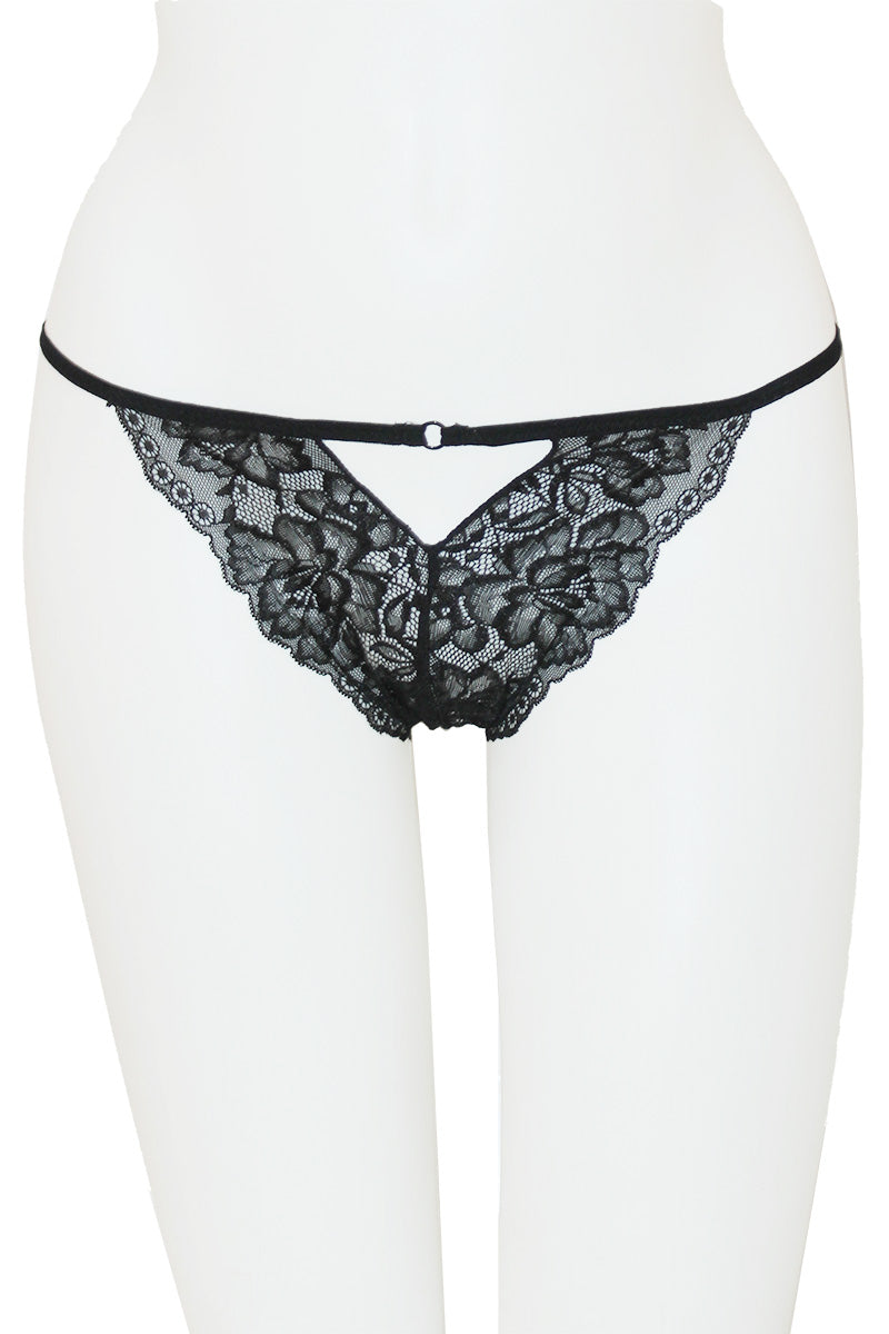 33337 12 Piece Crotchless Lace Panty with Heart Back Detail – Mid Rise