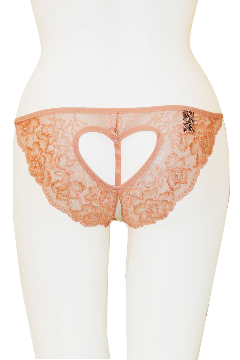 33337 12 Piece Crotchless Lace Panty with Heart Back Detail – Mid Rise