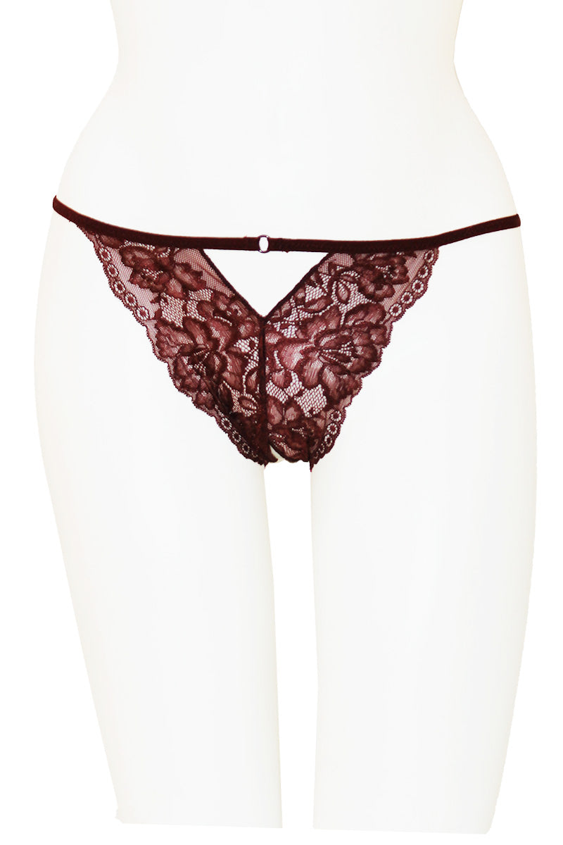 33337 12 Piece Crotchless Lace Panty with Heart Back Detail – Mid Rise