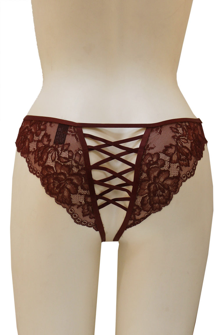 33338 12 Piece Back Lace-Up Detail, Soft Stretch, Sexy Fit Floral Lace Hipster Panty