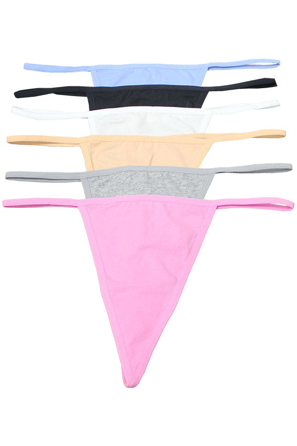 33558 12 Pieces Soft Cotton Blend, Elastic Waistband, Everyday Comfort Thong