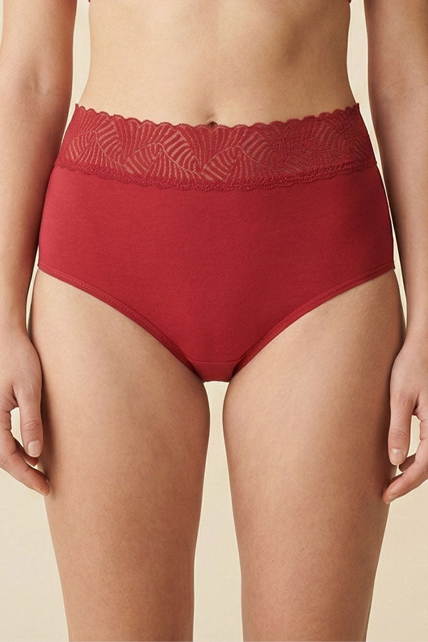 33572 Women’s Super Soft High Waist Lace Waistband Brief Panty-12pcs Assorted Color-Wholesale