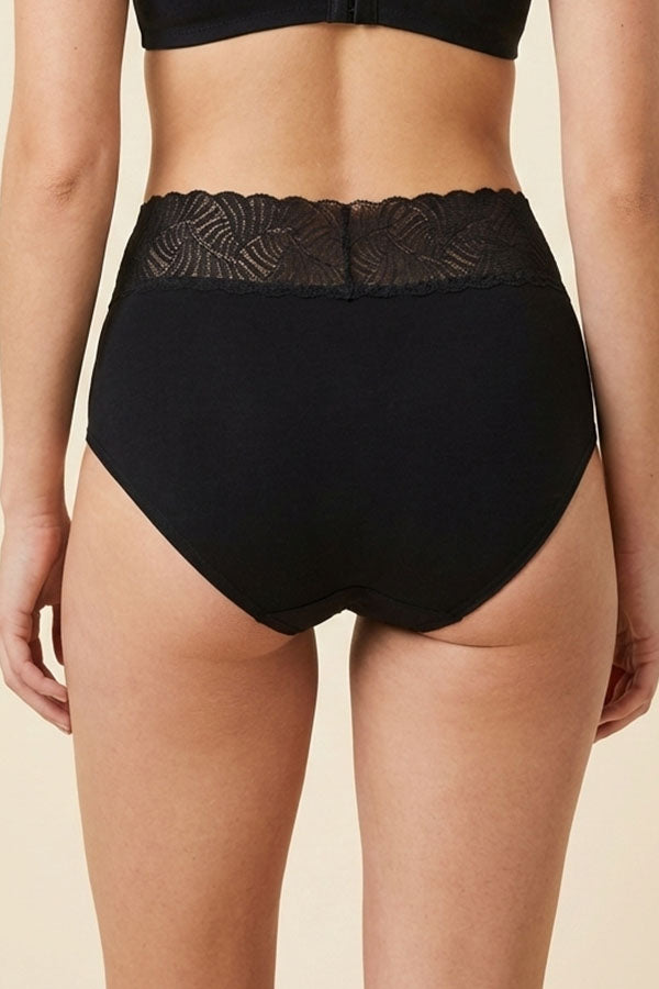 33572 Women’s Super Soft High Waist Lace Waistband Brief Panty-12pcs Assorted Color-Wholesale