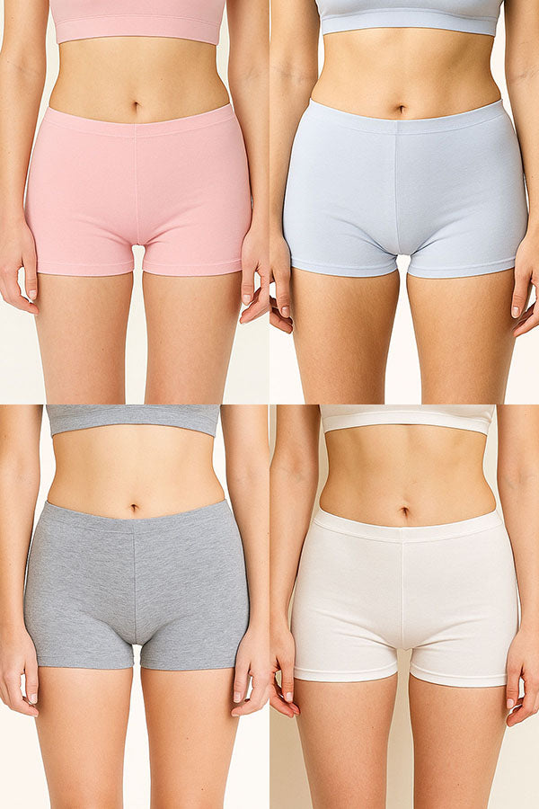 33573 4 Pieces Cotton Stretch Blend, Everyday Comfort Junior shorts