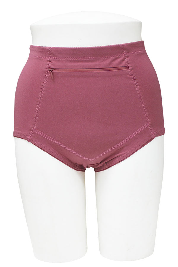 33577 12 Pieces Cotton Stretch with Front Zipper Pocket Solid Brief