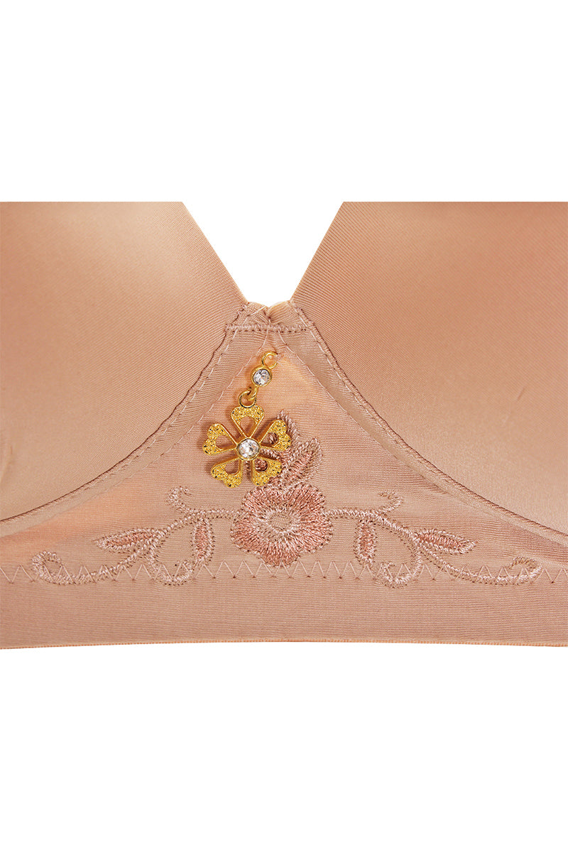 50295 6 Piece Lightly Padded, Wire-Free, 3-Hook Closure Solid Full Coverage Bra B,C,D Cup C02