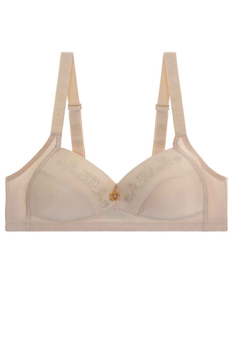 50296 6 Piece Wide Straps, Gold Ornament Detail U-Back Bra with No Underwire B,C,D Cup C02