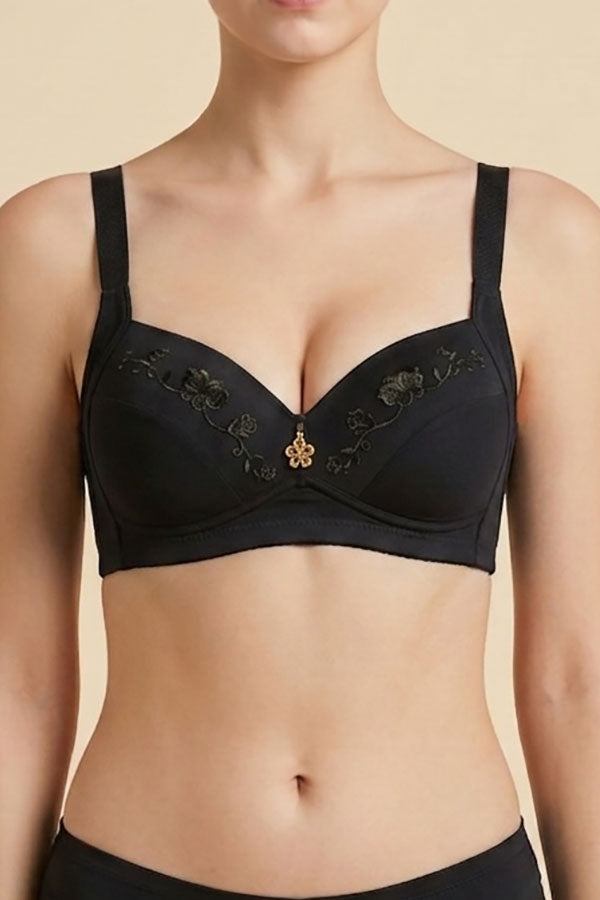 50296 6 Piece Wide Straps, Gold Ornament Detail U-Back Bra with No Underwire B,C,D Cup C02