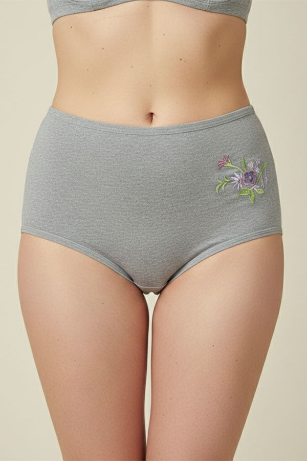 532 12 Pieces Soft Cotton & Comfortable Fit Flower Embroidery Mama Panty C03