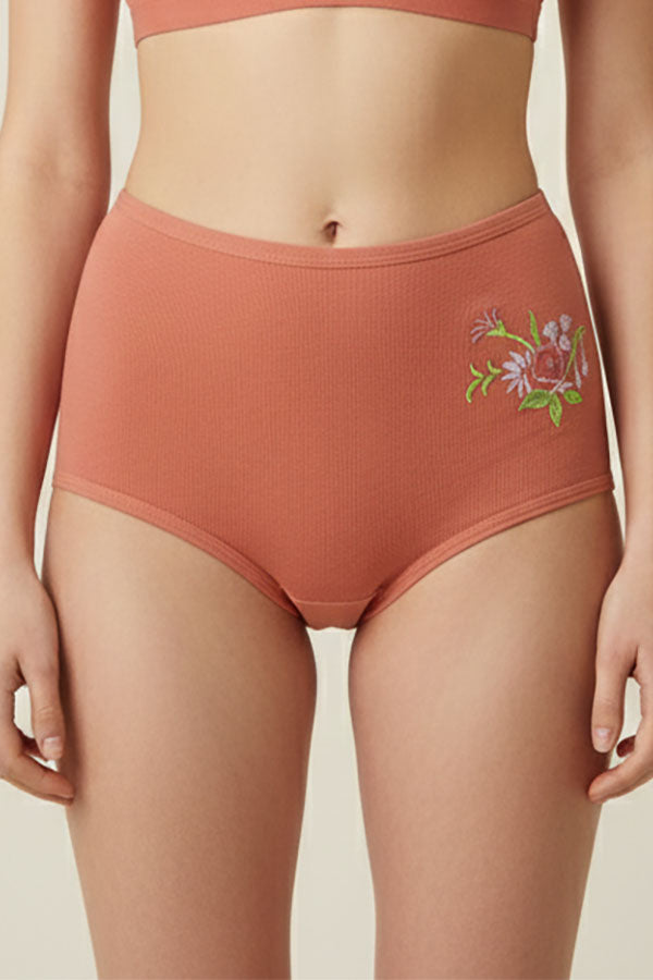 532 12 Pieces Soft Cotton & Comfortable Fit Flower Embroidery Mama Panty C03