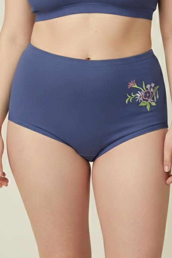 532 12 Pieces Soft Cotton & Comfortable Fit Flower Embroidery Mama Panty C03