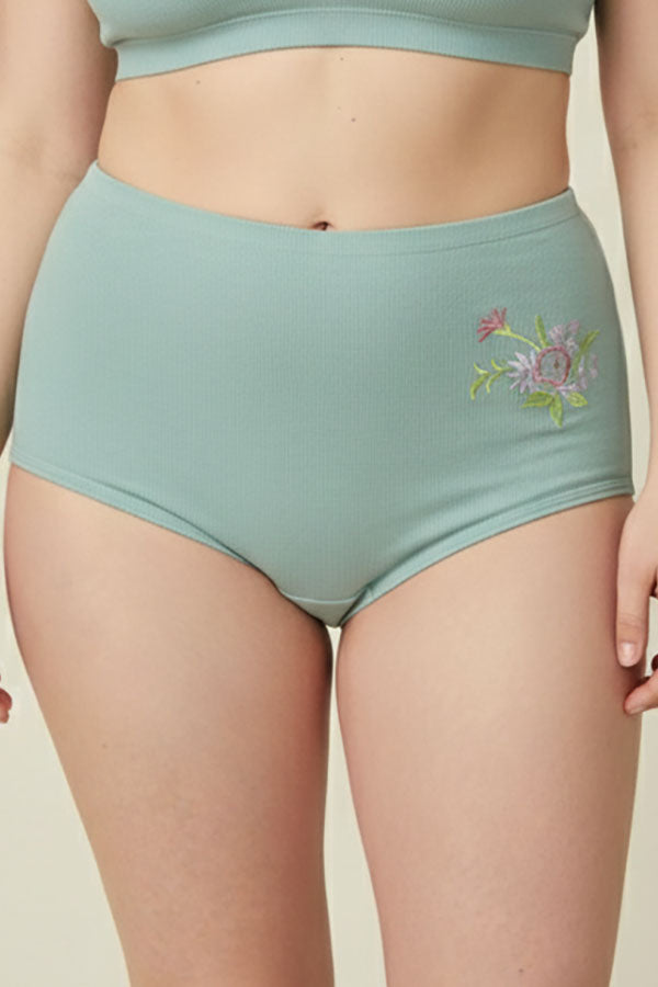 532 12 Pieces Soft Cotton & Comfortable Fit Flower Embroidery Mama Panty C03