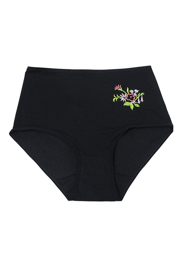 532 12 Pieces Soft Cotton & Comfortable Fit Flower Embroidery Mama Panty C01