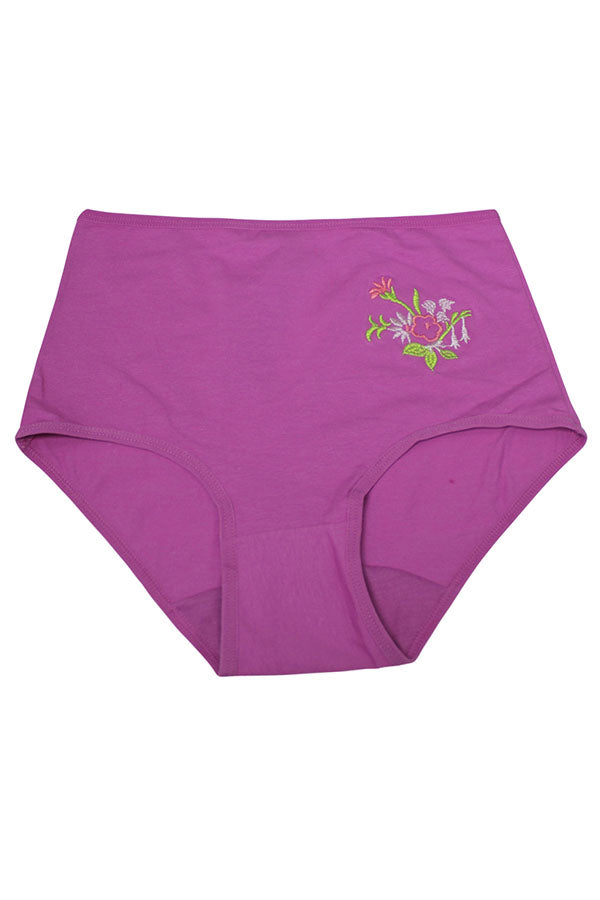 532 12 Pieces Soft Cotton & Comfortable Fit Flower Embroidery Mama Panty C01