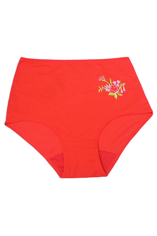 532 12 Pieces Soft Cotton & Comfortable Fit Flower Embroidery Mama Panty C01