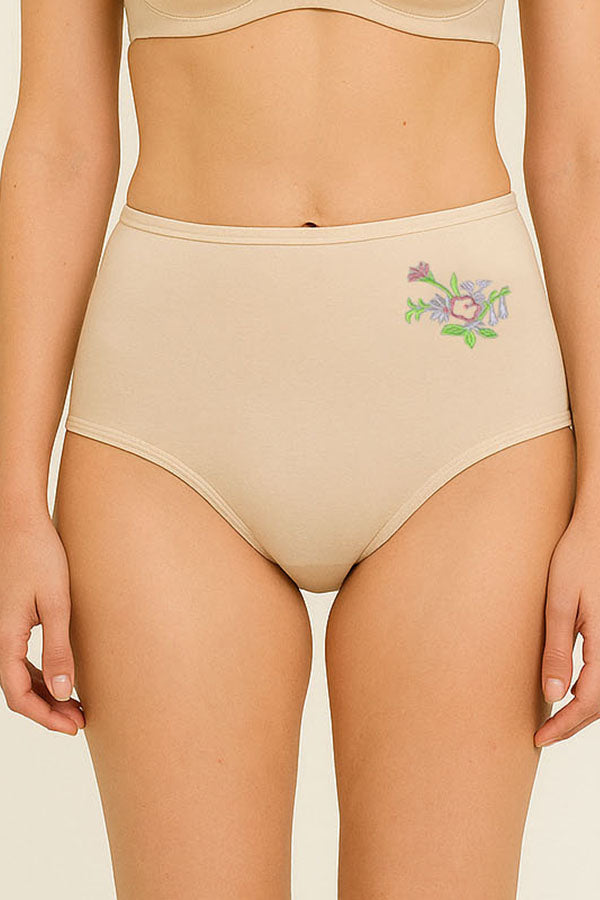 532 12 Pieces Soft Cotton & Comfortable Fit Flower Embroidery Mama Panty C01