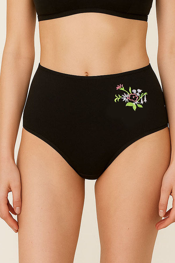 532 12 Pieces Soft Cotton & Comfortable Fit Flower Embroidery Mama Panty C01