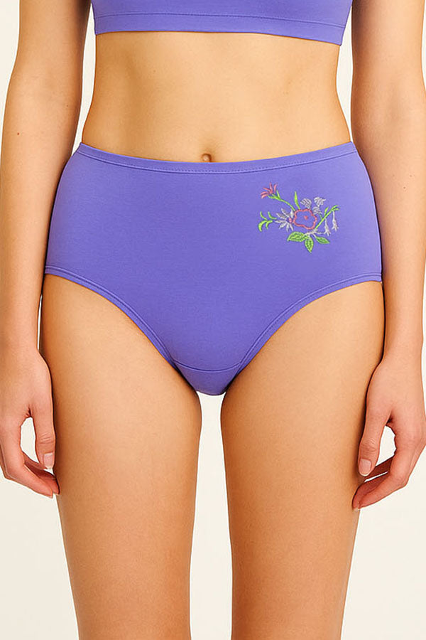 532 12 Pieces Soft Cotton & Comfortable Fit Flower Embroidery Mama Panty C01
