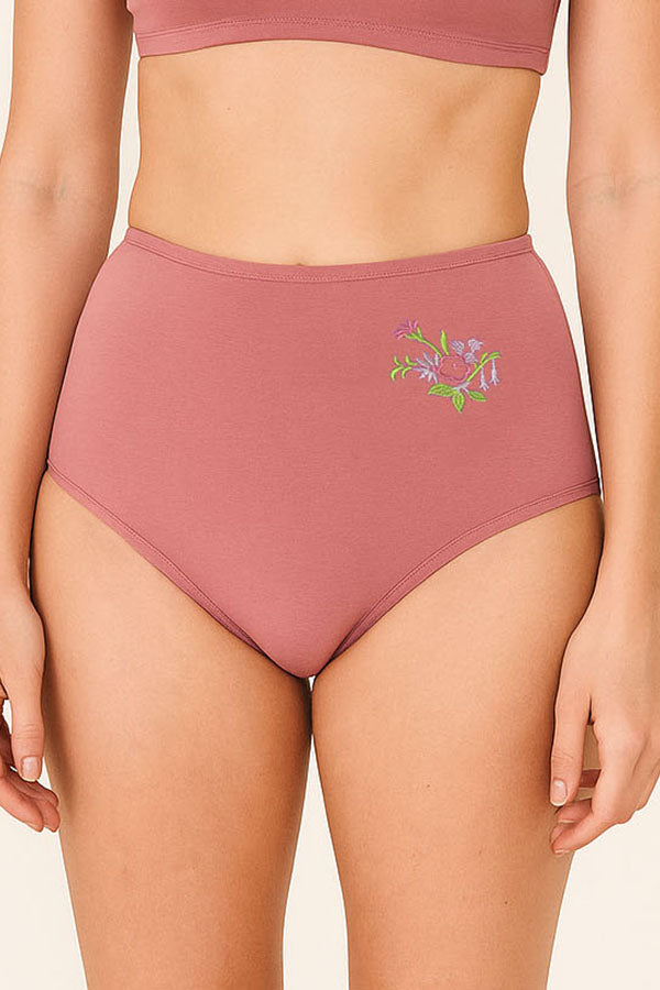 532 12 Pieces Soft Cotton & Comfortable Fit Flower Embroidery Mama Panty C01
