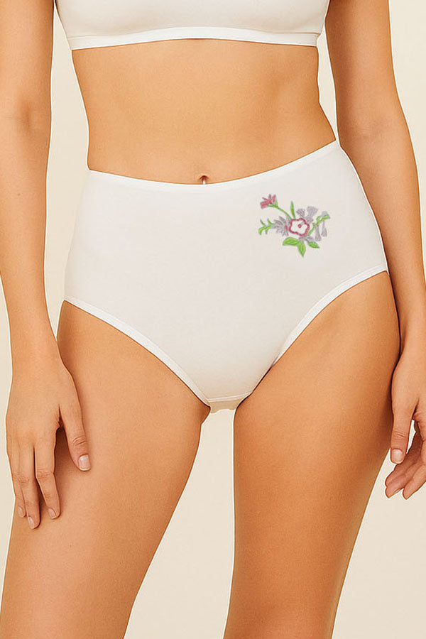 532 12 Pieces Soft Cotton & Comfortable Fit Flower Embroidery Mama Panty C01