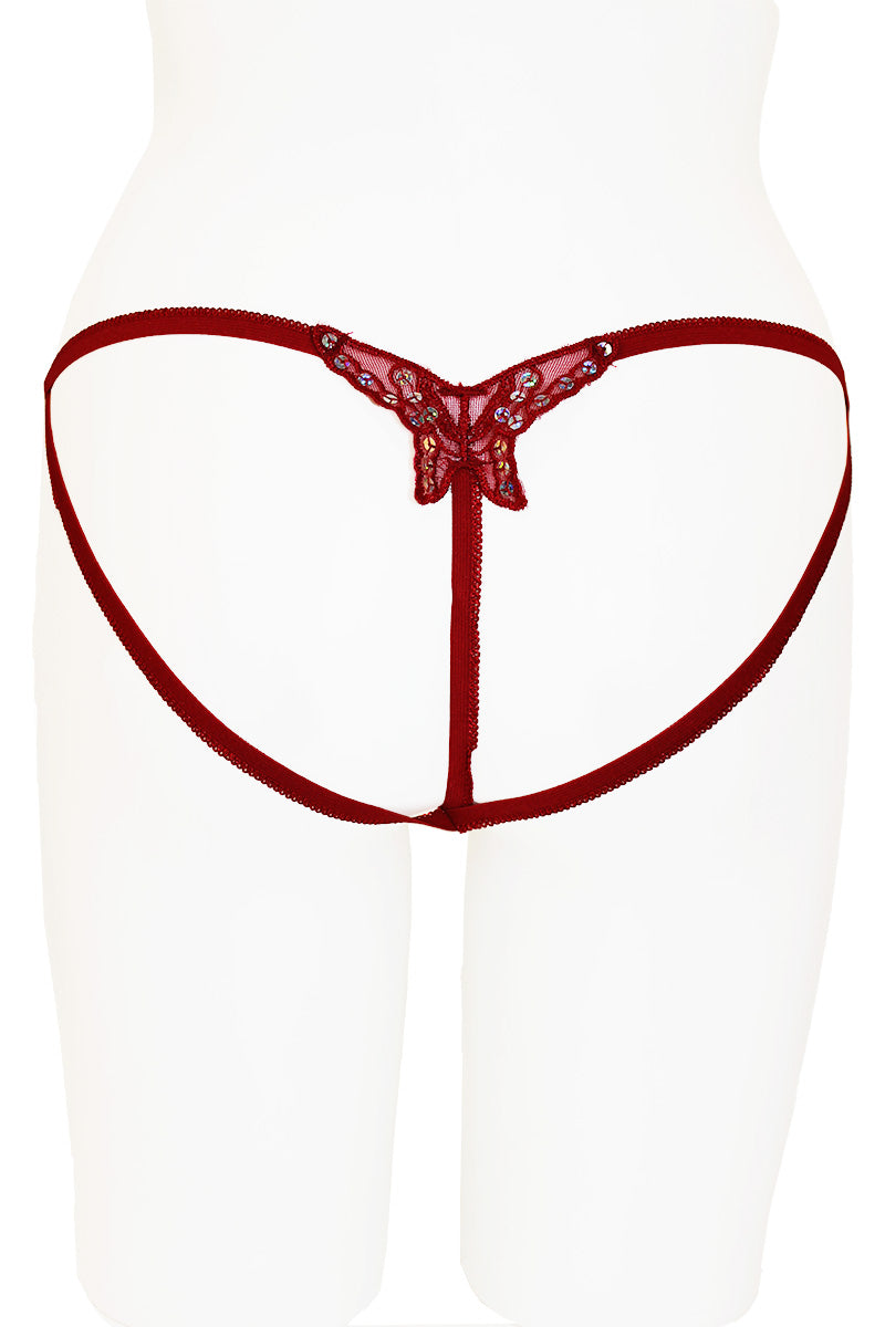 66092 6 Piece Butterfly Crotchless G-String Thong