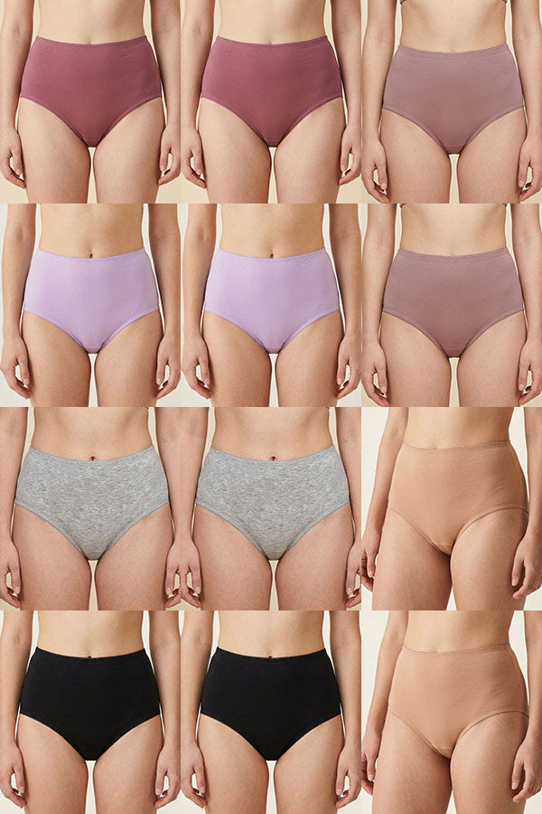 70071 Youmita Women’s Soft Cotton Stretch High Waist Brief Panty with Picot Trim, 12PCS Prepack C01