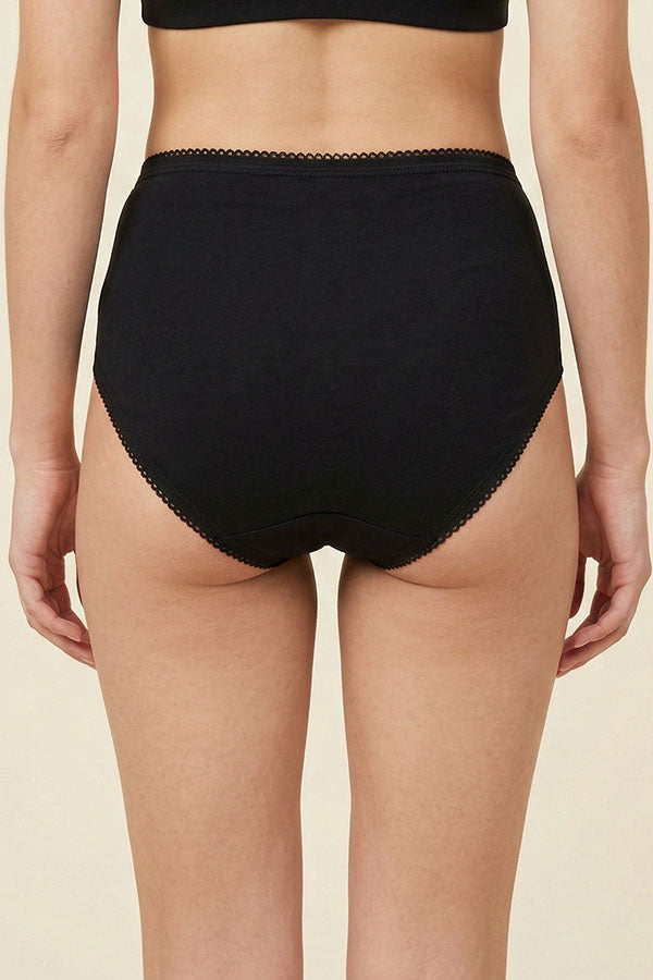 70071 Youmita Women’s Soft Cotton Stretch High Waist Brief Panty with Picot Trim, 12PCS Prepack C01