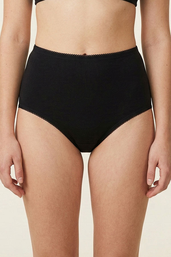 70071 Youmita Women’s Soft Cotton Stretch High Waist Brief Panty with Picot Trim, 12PCS Prepack C01