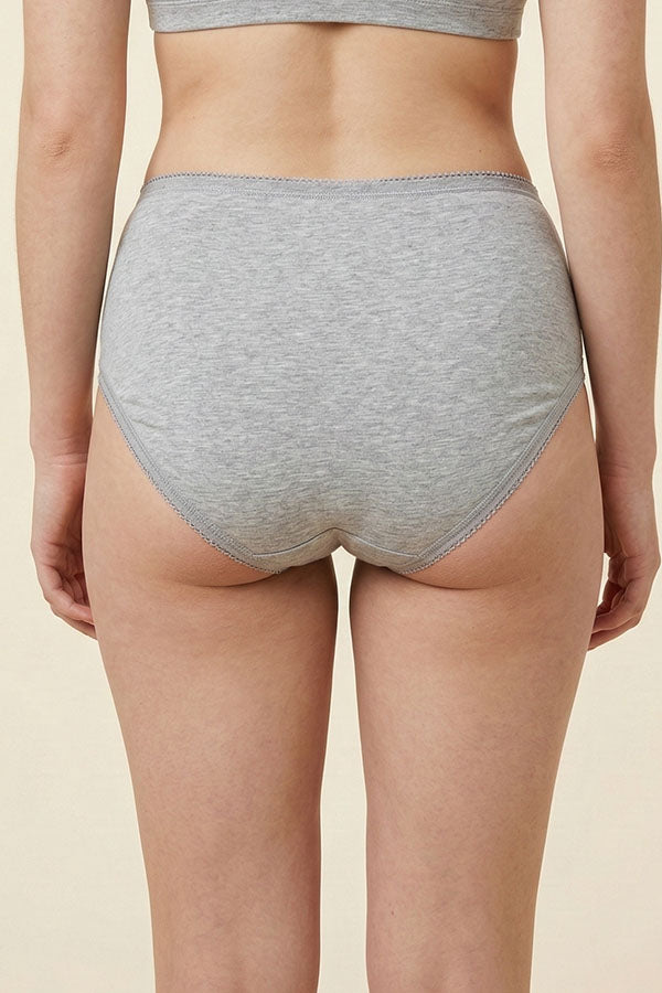 70071 Youmita Women’s Soft Cotton Stretch High Waist Brief Panty with Picot Trim, 12PCS Prepack C01