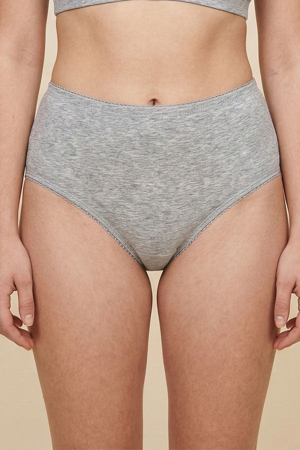 70071 Youmita Women’s Soft Cotton Stretch High Waist Brief Panty with Picot Trim, 12PCS Prepack C01