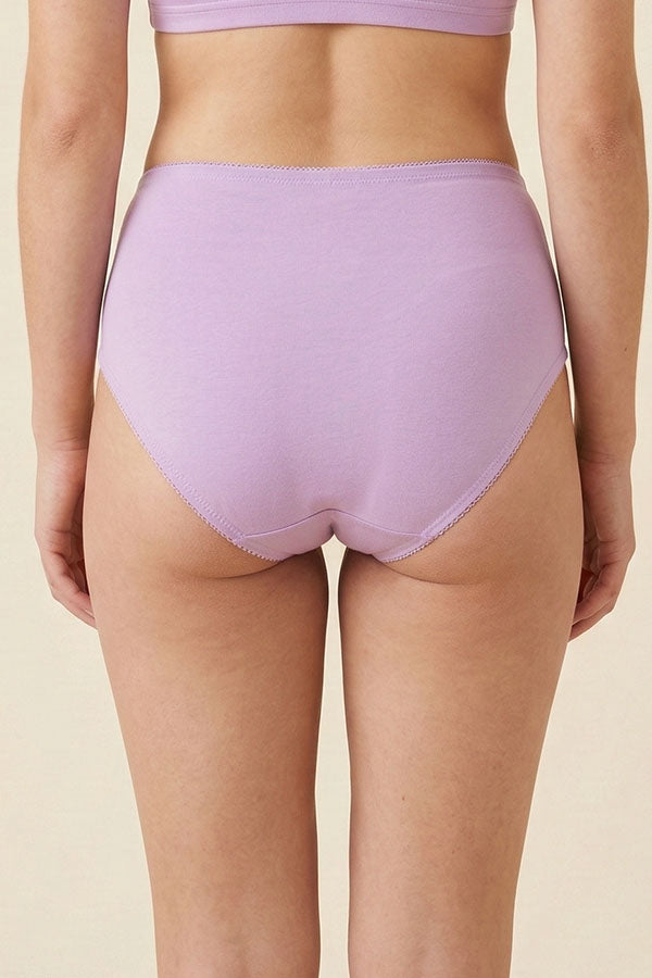 70071 Youmita Women’s Soft Cotton Stretch High Waist Brief Panty with Picot Trim, 12PCS Prepack C01