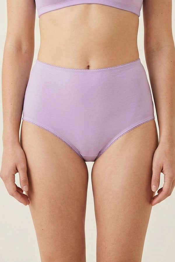 70071 Youmita Women’s Soft Cotton Stretch High Waist Brief Panty with Picot Trim, 12PCS Prepack C01