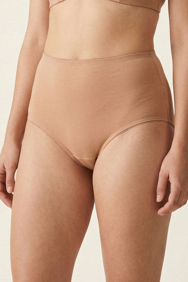 70071 Youmita Women’s Soft Cotton Stretch High Waist Brief Panty with Picot Trim, 12PCS Prepack C01