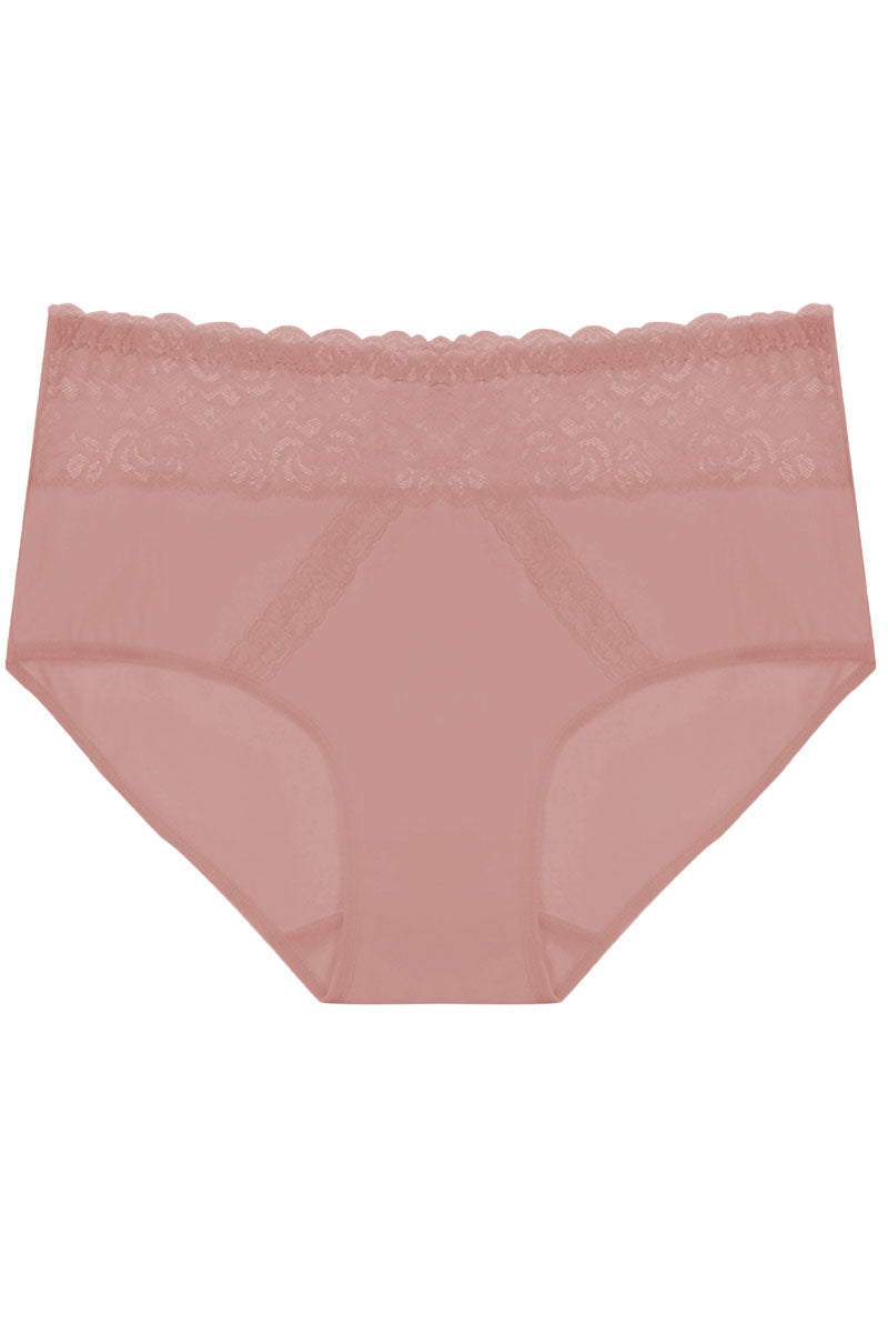 70091 12 Piece Solid Full Brief with Dual Lace Panels & Floral Lace Waistband C04