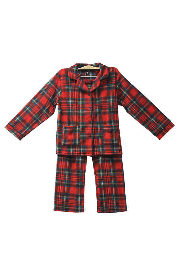 6 Pieces Soft 100% Polyester Sleepwear Kids Plaid Pajama Set