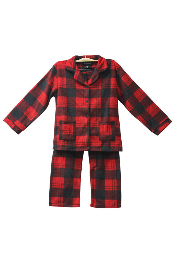 6 Pieces Soft 100% Polyester Sleepwear Kids Plaid Pajama Set