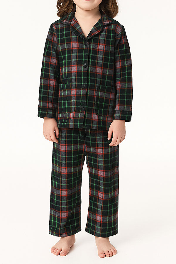 6 Pieces Soft 100% Polyester Sleepwear Kids Plaid Pajama Set